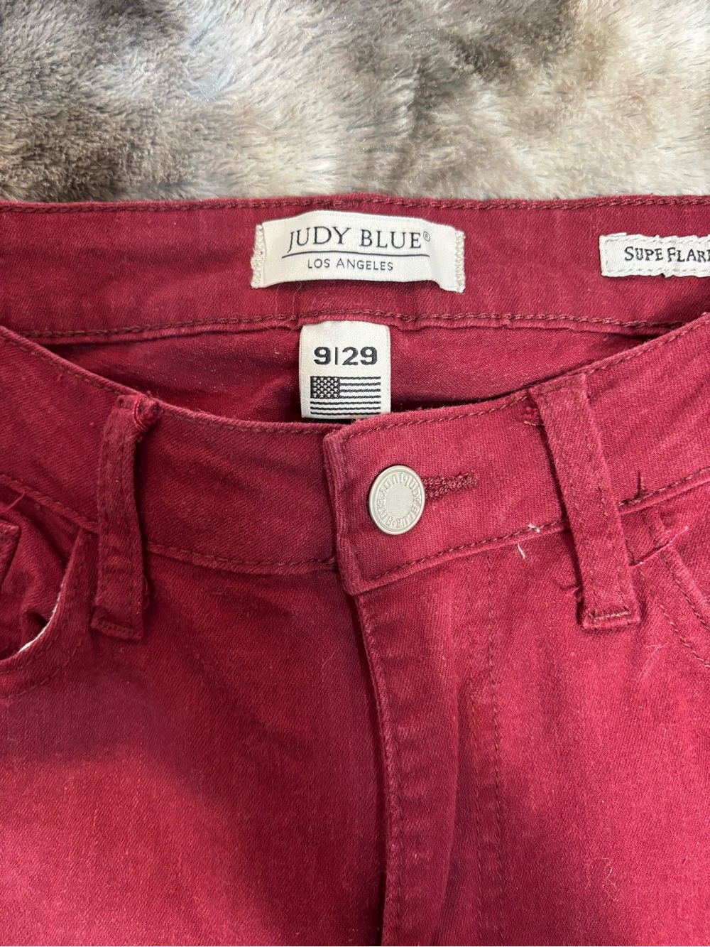 Judy Blue Womens Flare Jeans in Deep Wine Red